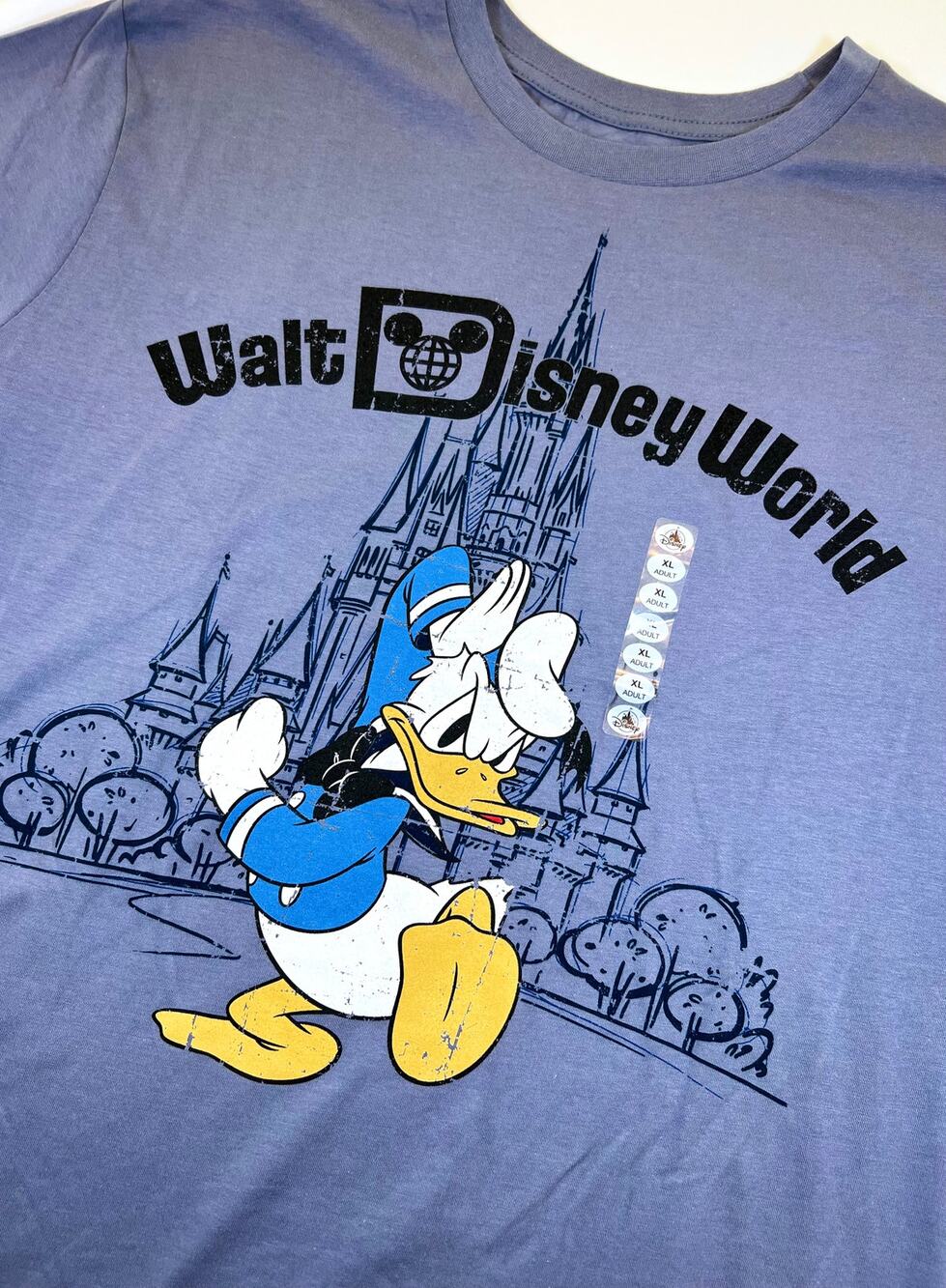 Walt Disney World Donald Duck Vintage Style Adult Slate Grey Tee - Size XL - NWT